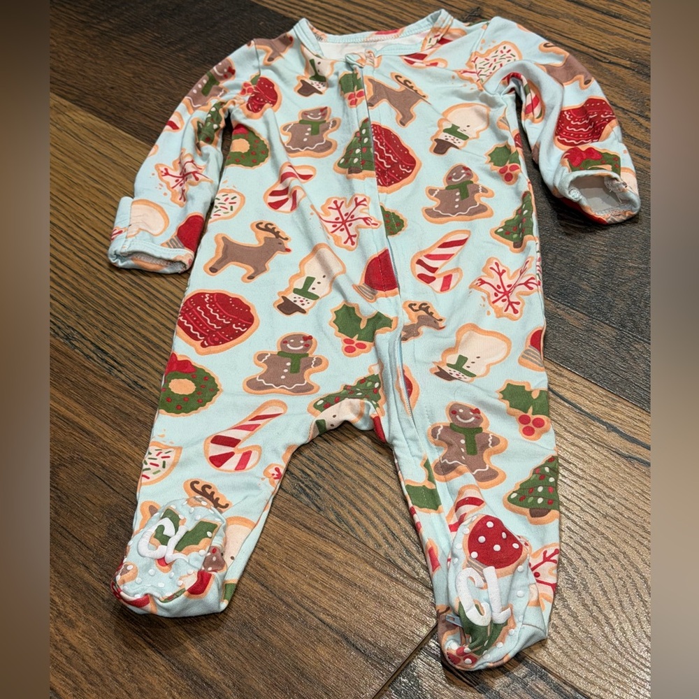 Caden Lane Gingerbread and Candy Cane Kids Footie